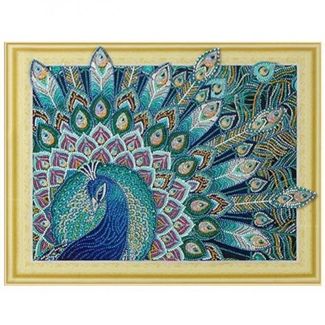 Peacock | 5D Diamond Painting | Partial | Special-shaped Diamond