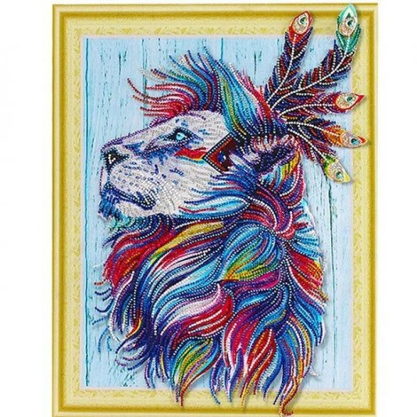 Lion | 5D Diamond Painting | Partial | Special-shaped Diamond