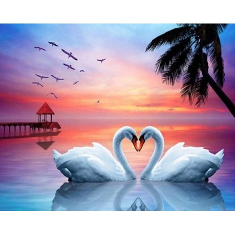 Swans | 5D Diamond Painting | Square Diamond