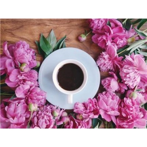 Flowers & Coffee | 5D Diamond Painting | Square Diamond