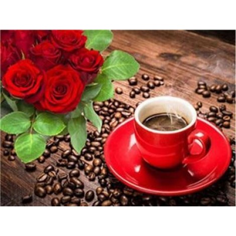 Flowers & Coffee | 5D Diamond Painting | Square Diamond