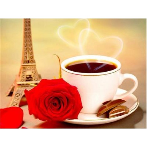 Flowers & Coffee | 5D Diamond Painting | Square Diamond