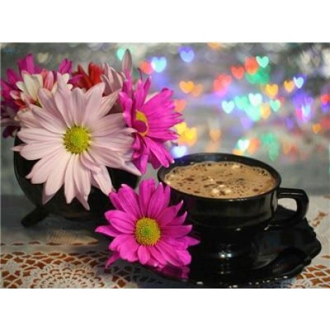 Flowers & Coffee | 5D Diamond Painting | Square Diamond