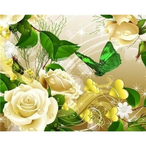 Flowers & Butterflies | 5D Diamond Painting | Square Diamond