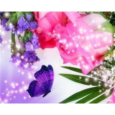 Flowers & Butterflies | 5D Diamond Painting | Square Diamond