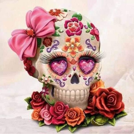 Flower Skulls | 5D Diamond Painting | Round Diamond