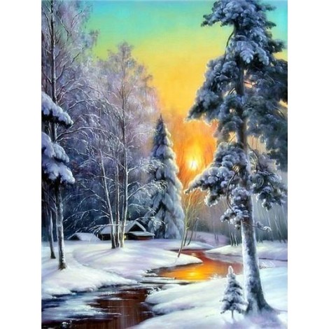 Winter Sunset | 5D Diamond Painting | Square Diamond