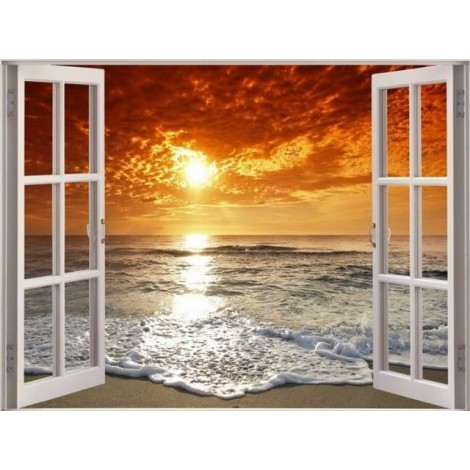 Beautiful scenery outside the window | Landscape | 5D Diamond Painting | Square Diamond