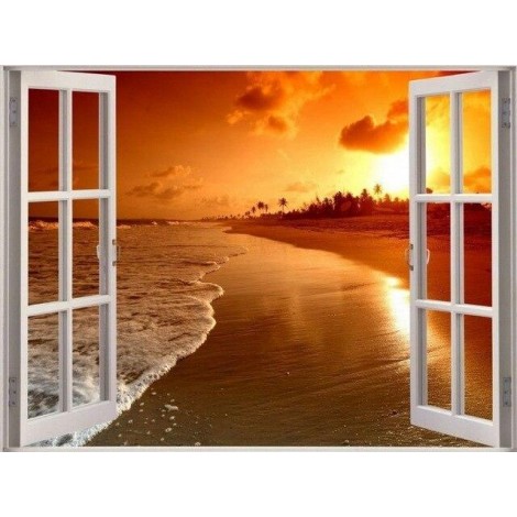 Beautiful scenery outside the window | Landscape | 5D Diamond Painting | Square Diamond