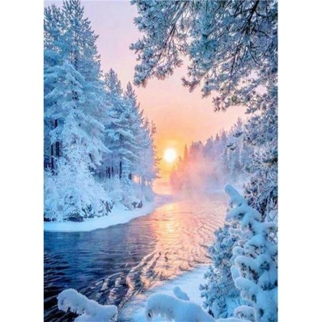 Winter Sunset | 5D Diamond Painting | Square Diamond