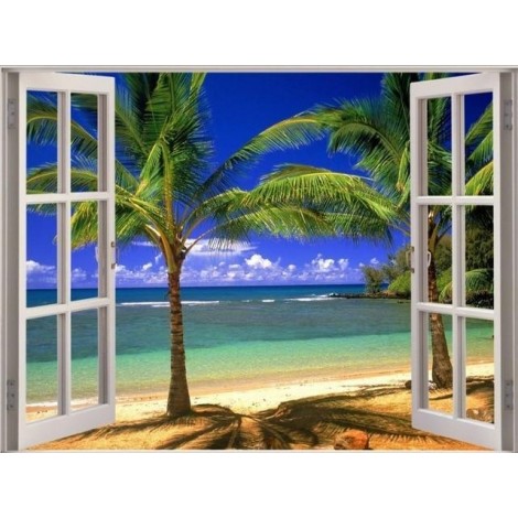 Beautiful scenery outside the window | Landscape | 5D Diamond Painting | Square Diamond