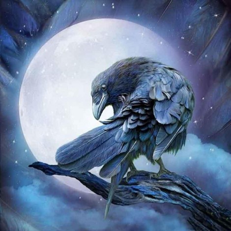 Bird & Moonlight | 5D Diamond Painting | Square/Round Drill