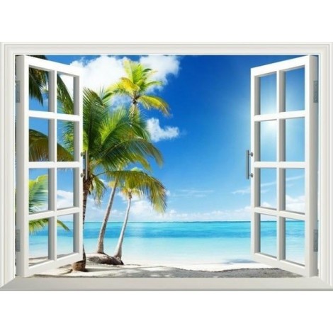 Beautiful scenery outside the window | Landscape | 5D Diamond Painting | Square Diamond