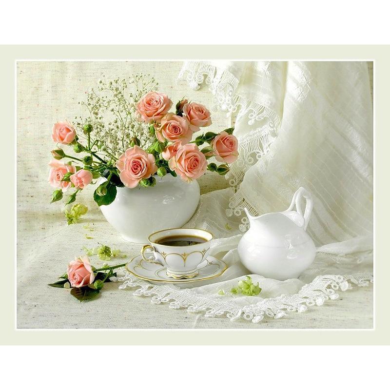 Pink Flowers And Cof...