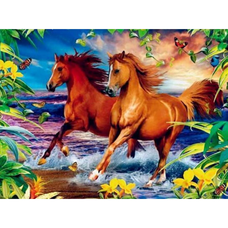 Horses White And Bro...