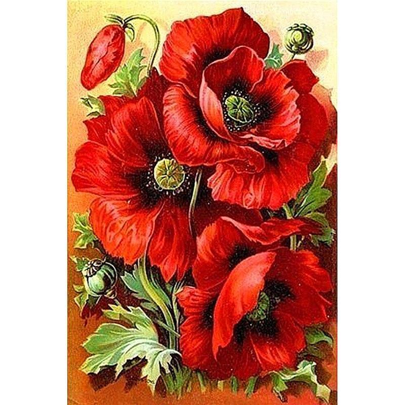 Red Flowers Diamond ...