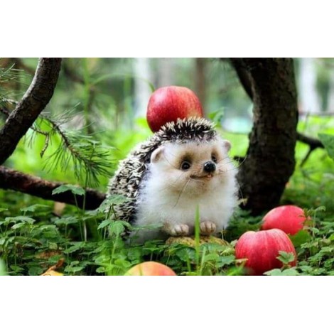 Cute Hedgehog Forest Apple Tree Diamond Painting Kit